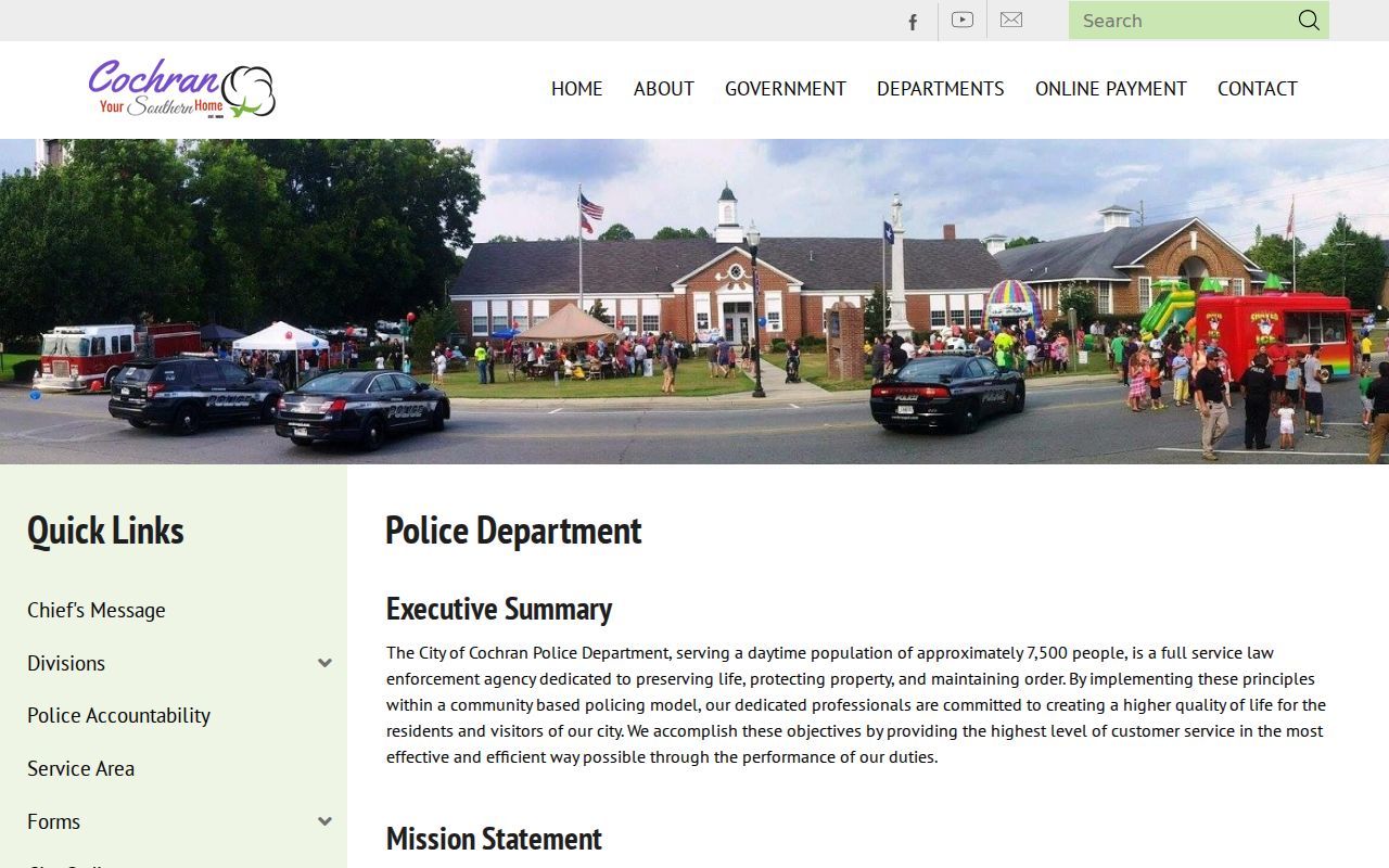 Official Cochran Police Department contact and service page