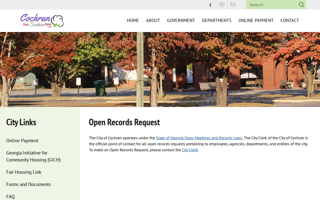 Cochran City Clerk open-records request instructions